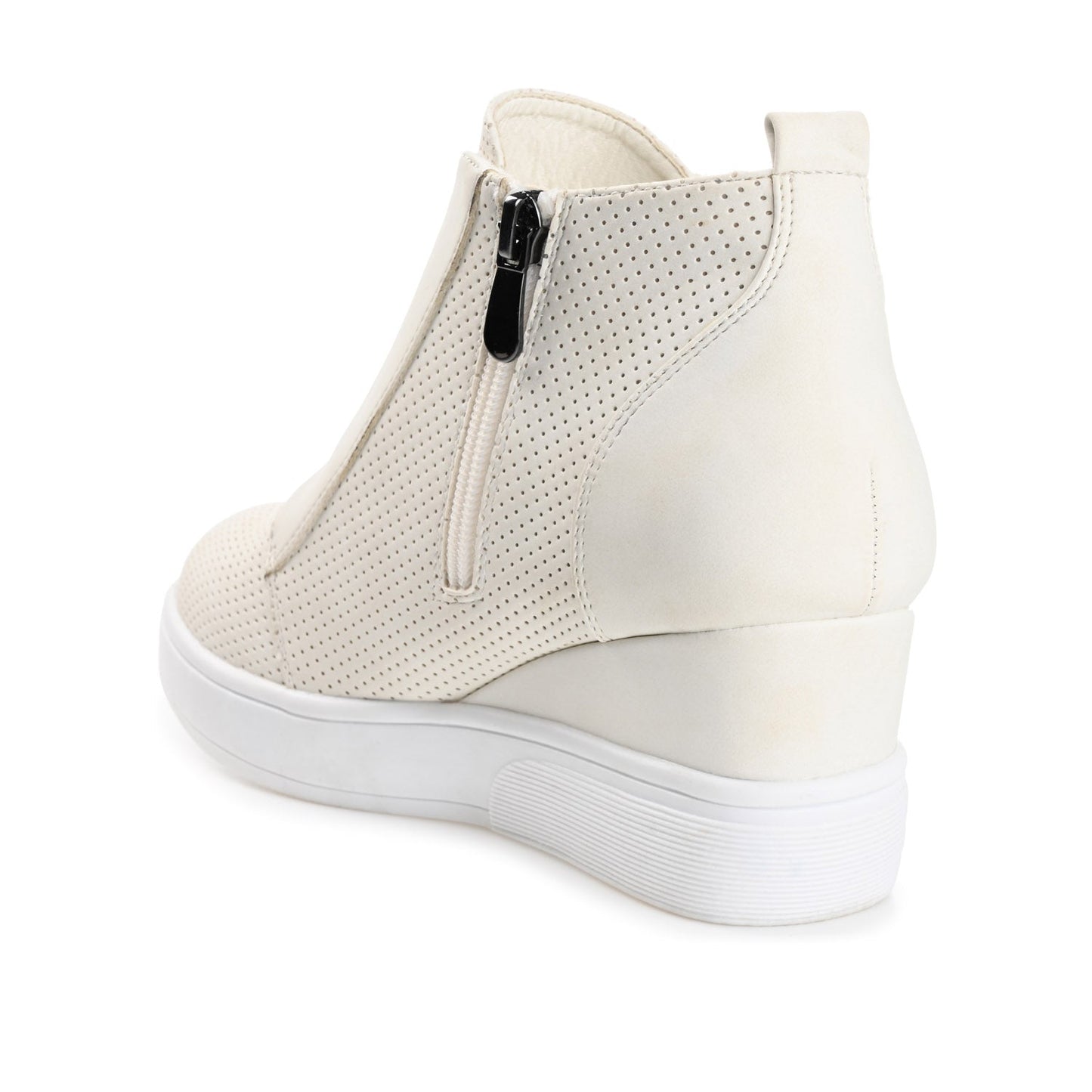 Journee CLARA WEDGE SNEAKERS IN VEGAN LEATHER - Bone PU