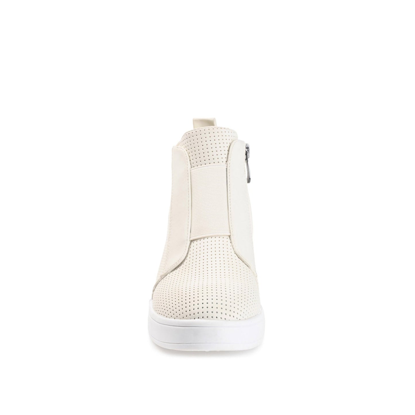Journee CLARA WEDGE SNEAKERS IN VEGAN LEATHER - Bone PU
