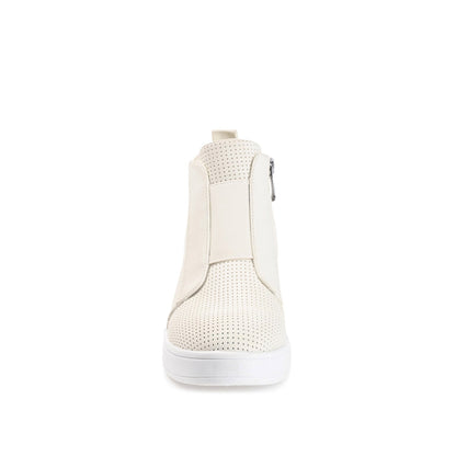 Journee CLARA WEDGE SNEAKERS IN VEGAN LEATHER - Bone PU