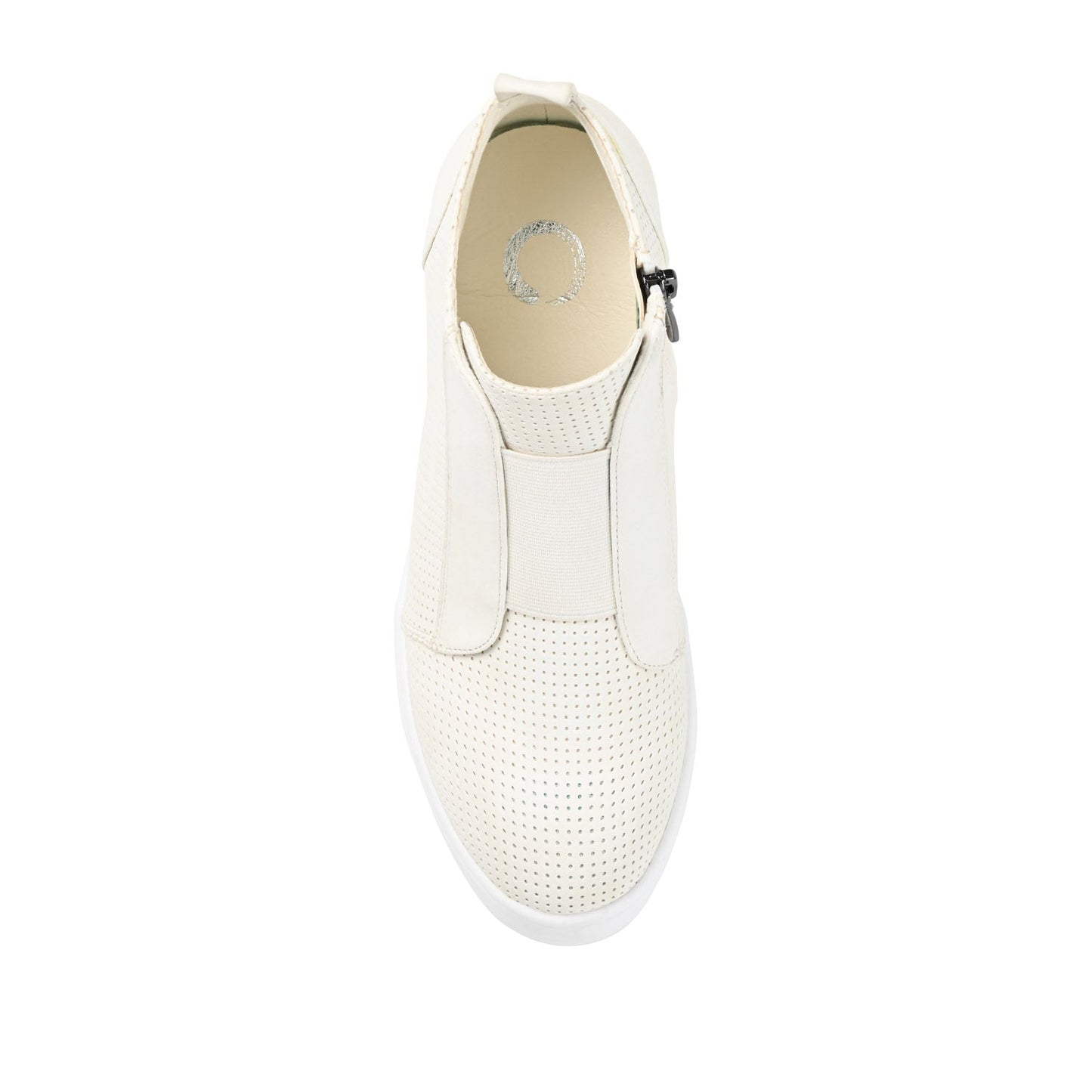 Journee CLARA WEDGE SNEAKERS IN VEGAN LEATHER - Bone PU