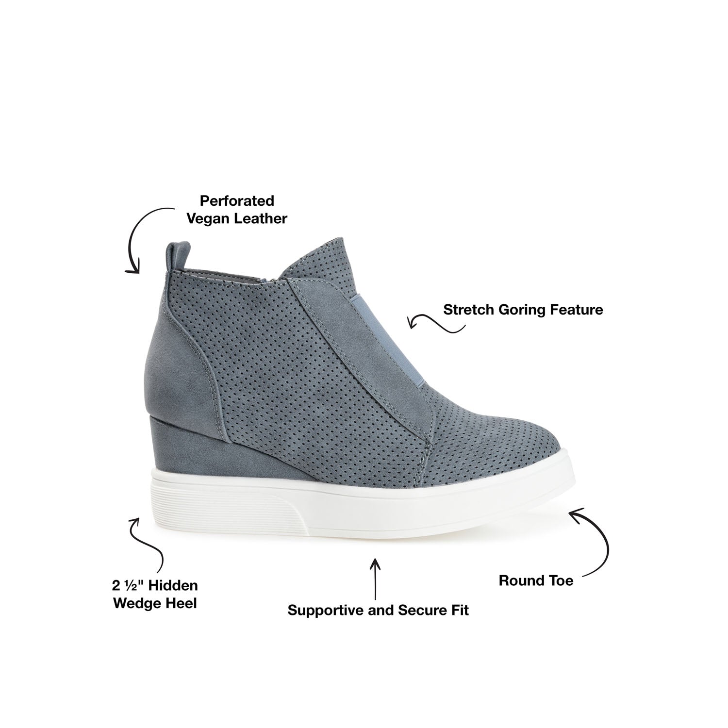 Journee CLARA WEDGE SNEAKERS IN VEGAN LEATHER - Bone PU