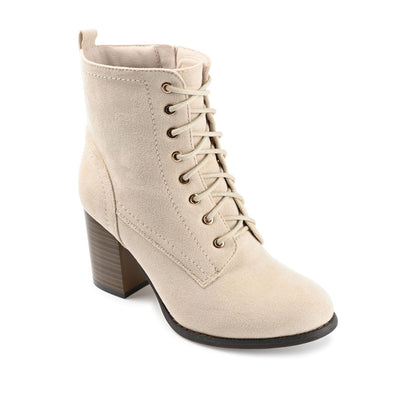 Journee BAYLOR LACE-UP BOOTIES IN WIDE - Bone Faux Suede
