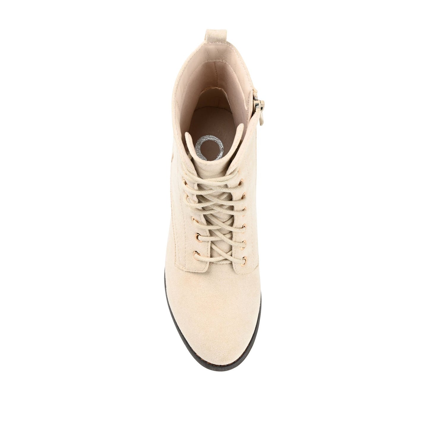 Journee BAYLOR LACE-UP BOOTIES IN WIDE - Bone Faux Suede