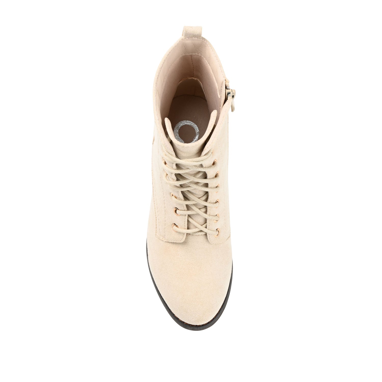 Journee BAYLOR LACE-UP BOOTIES IN WIDE - Bone Faux Suede