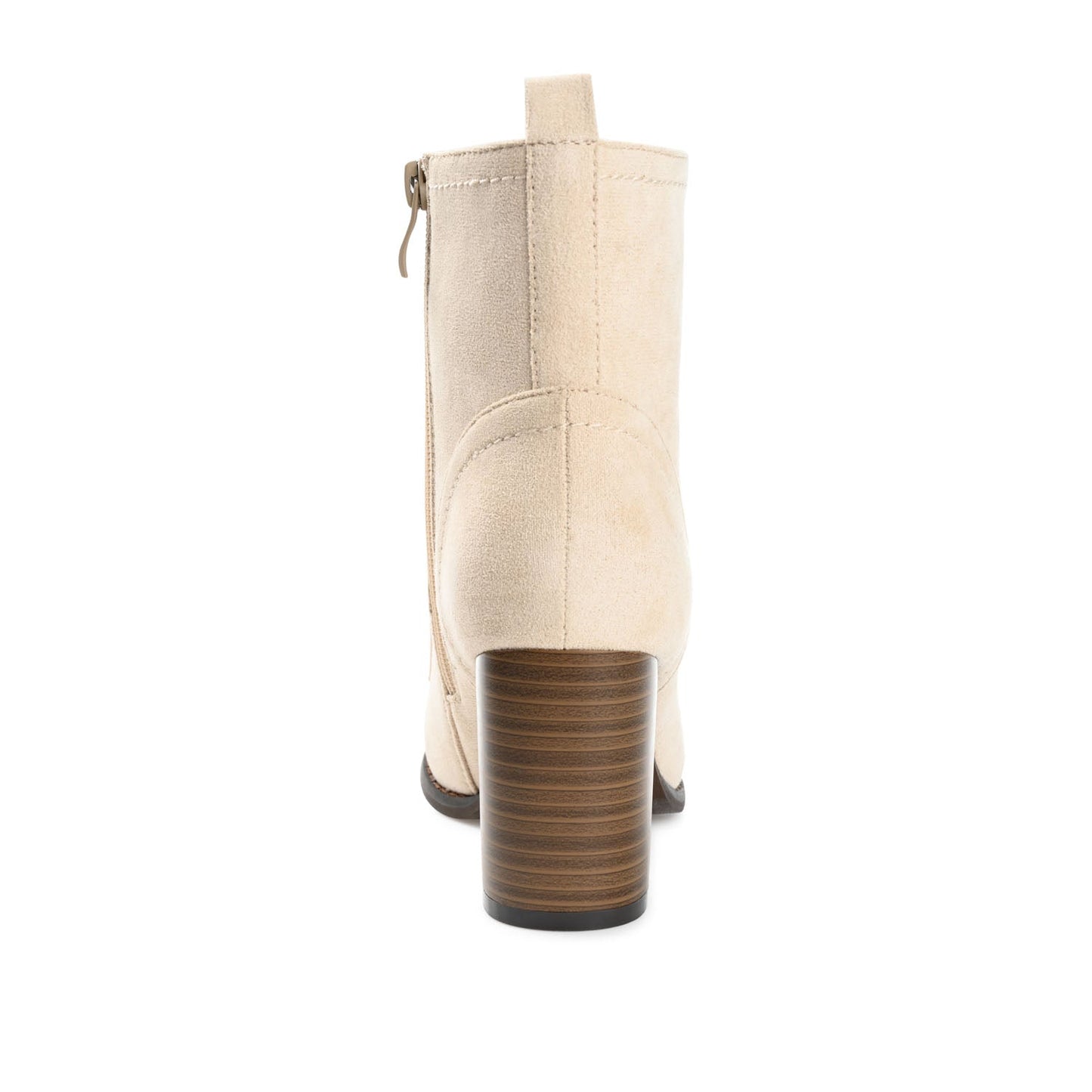 Journee BAYLOR LACE-UP BOOTIES IN WIDE - Bone Faux Suede