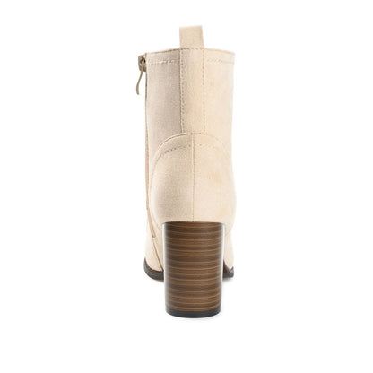 Journee BAYLOR LACE-UP BOOTIES IN WIDE - Bone Faux Suede