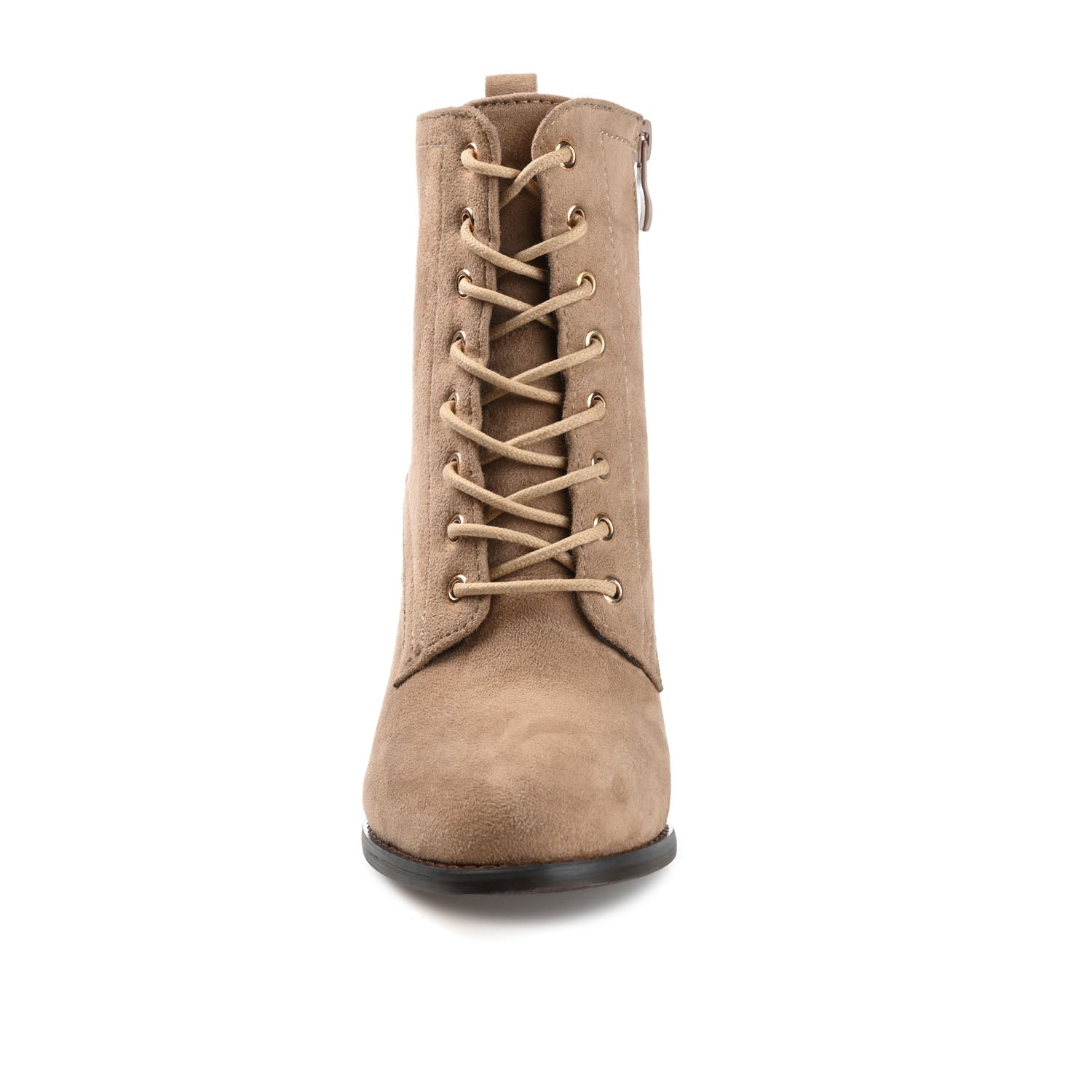 Journee BAYLOR LACE-UP BOOTIES IN WIDE - Taupe Suede