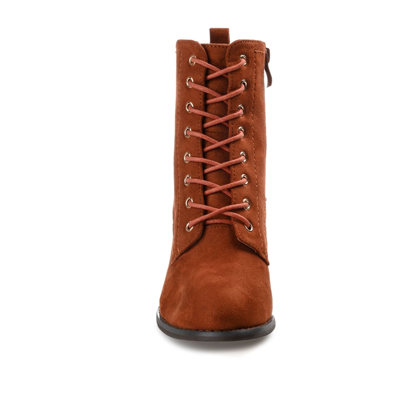 Journee BAYLOR LACE-UP BOOTIES IN WIDE - Rust Faux Suede