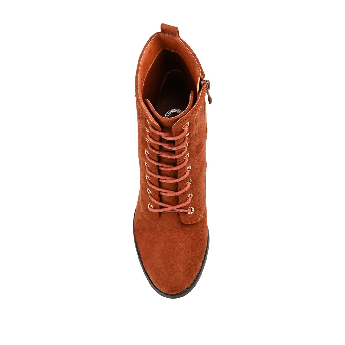 Journee BAYLOR LACE-UP BOOTIES IN WIDE - Rust Faux Suede