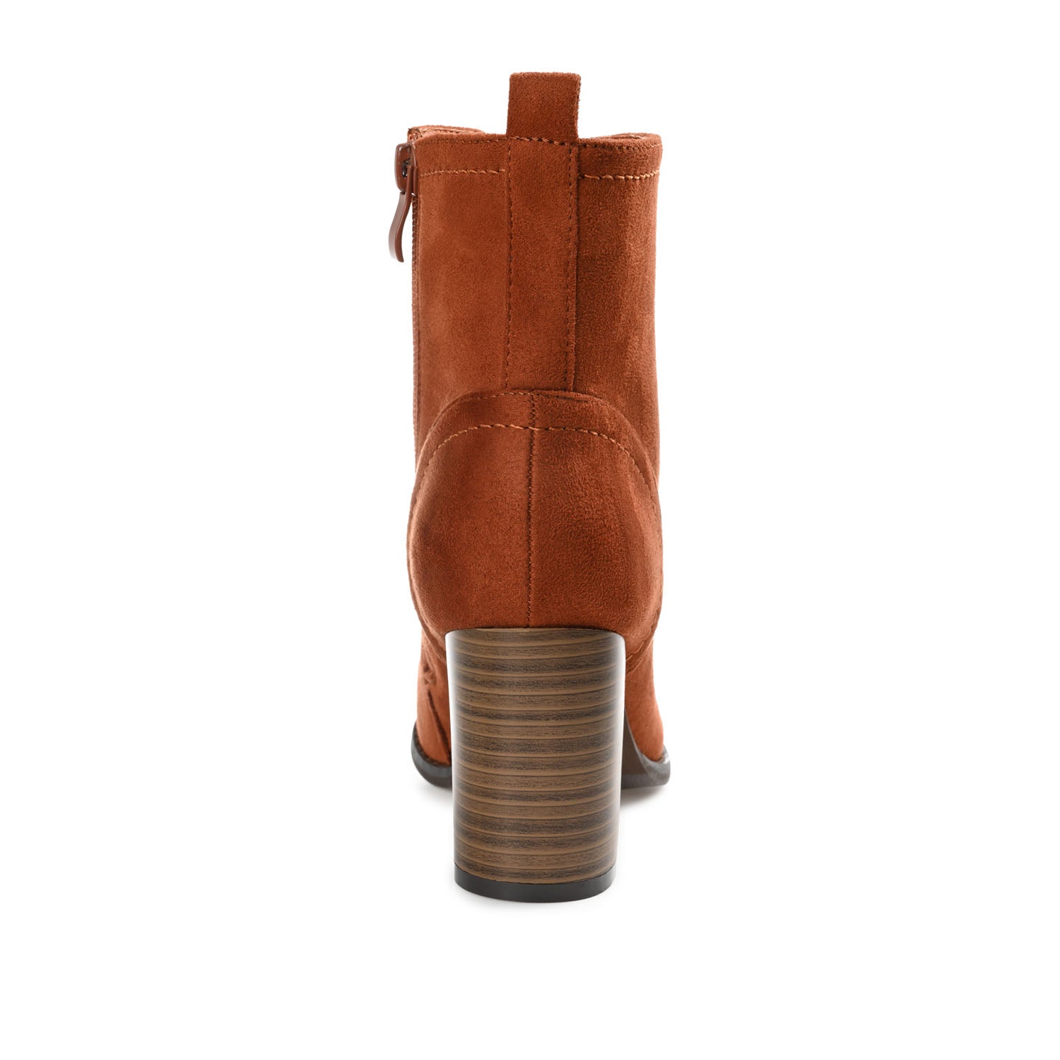 Journee BAYLOR LACE-UP BOOTIES IN WIDE - Rust Faux Suede
