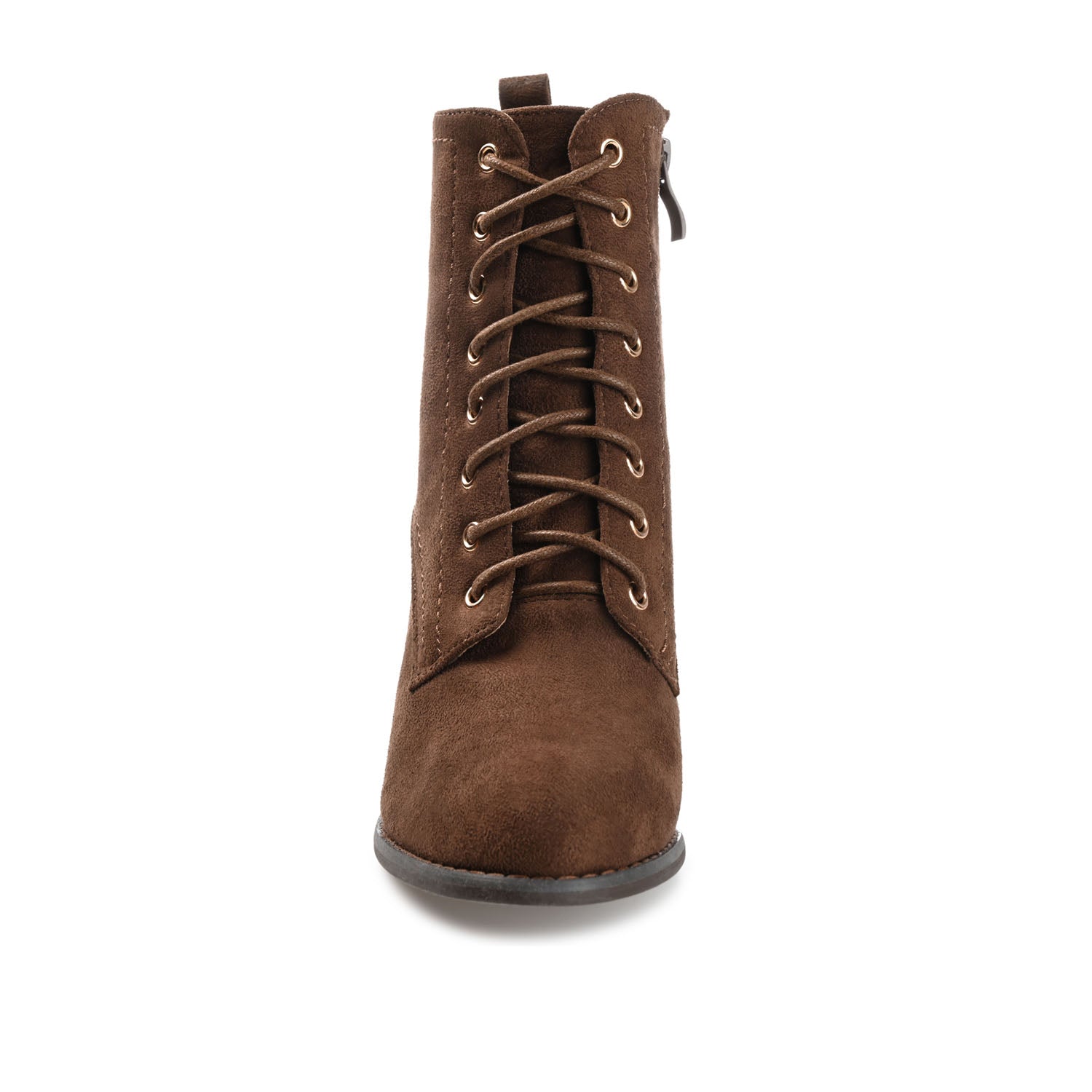 Journee BAYLOR LACE-UP BOOTIES IN WIDE - Brown Faux Suede