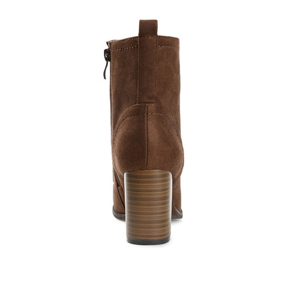 Journee BAYLOR LACE-UP BOOTIES IN WIDE - Brown Faux Suede
