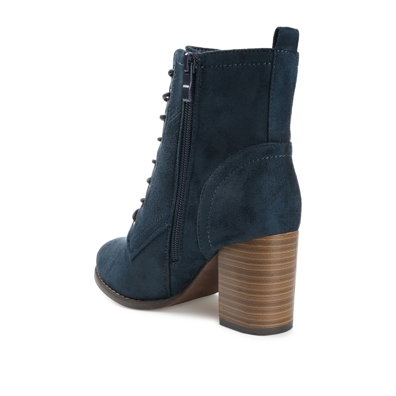 Journee BAYLOR LACE-UP BOOTIES IN WIDE - Navy Faux Suede
