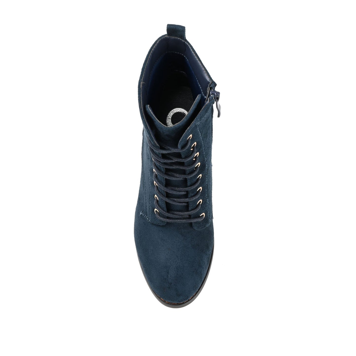 Journee BAYLOR LACE-UP BOOTIES IN WIDE - Navy Faux Suede
