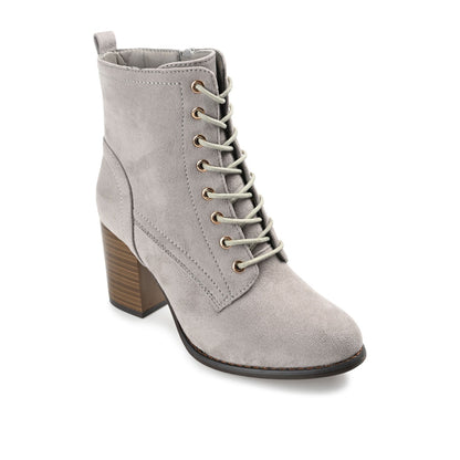 Journee BAYLOR LACE-UP BOOTIES IN WIDE - Grey Faux Suede