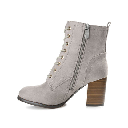 Journee BAYLOR LACE-UP BOOTIES IN WIDE - Grey Faux Suede