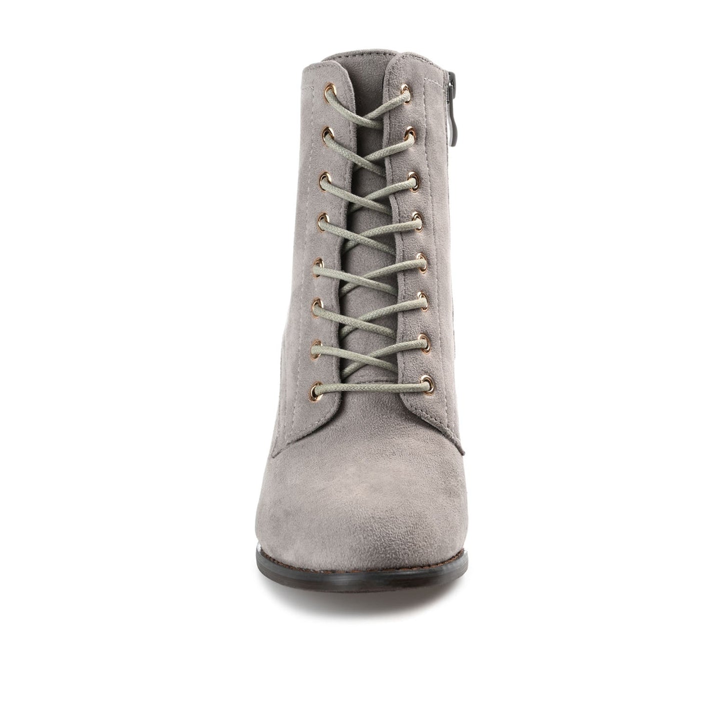 Journee BAYLOR LACE-UP BOOTIES IN WIDE - Grey Faux Suede