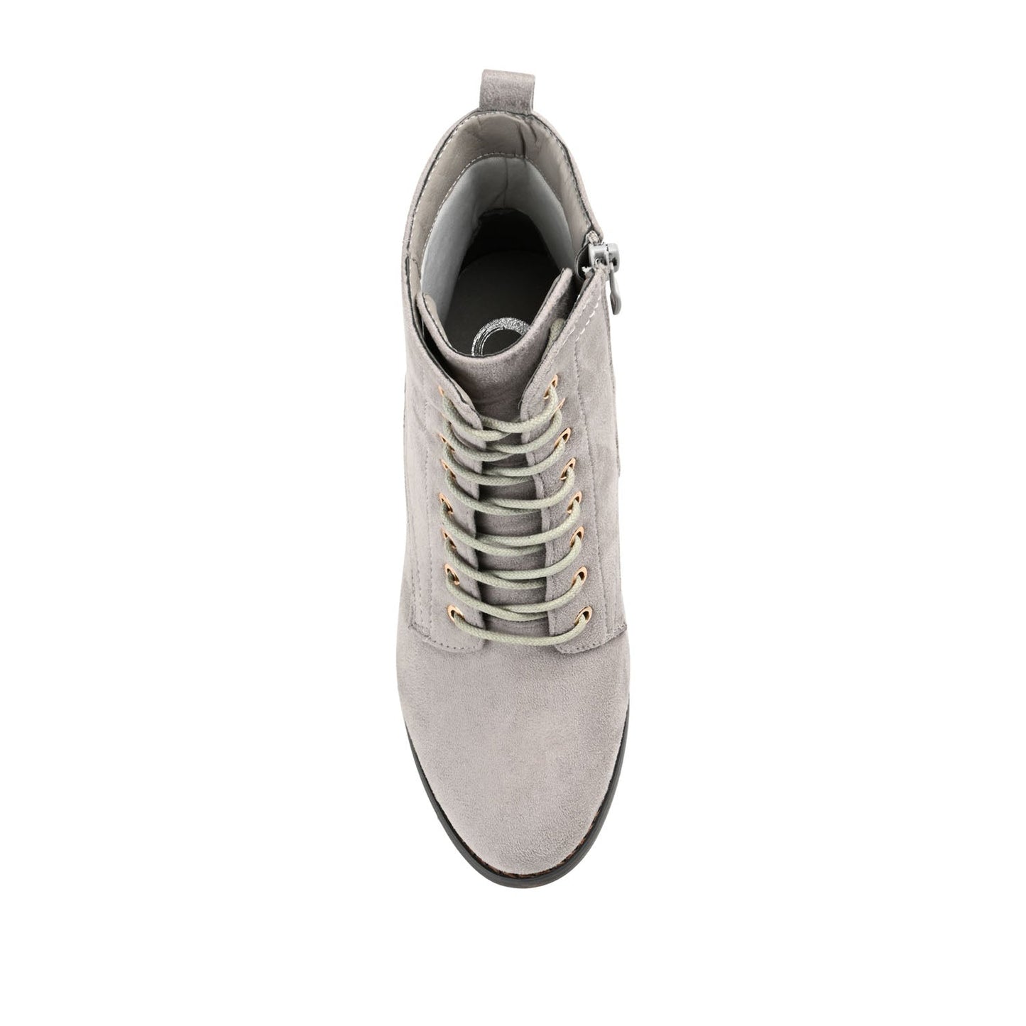 Journee BAYLOR LACE-UP BOOTIES IN WIDE - Grey Faux Suede