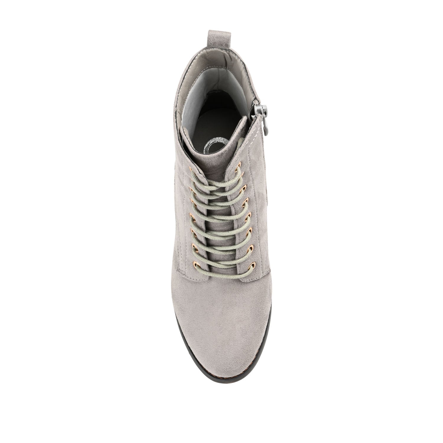 Journee BAYLOR LACE-UP BOOTIES IN WIDE - Grey Faux Suede