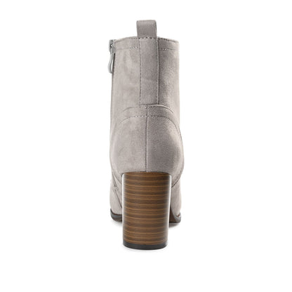 Journee BAYLOR LACE-UP BOOTIES IN WIDE - Grey Faux Suede