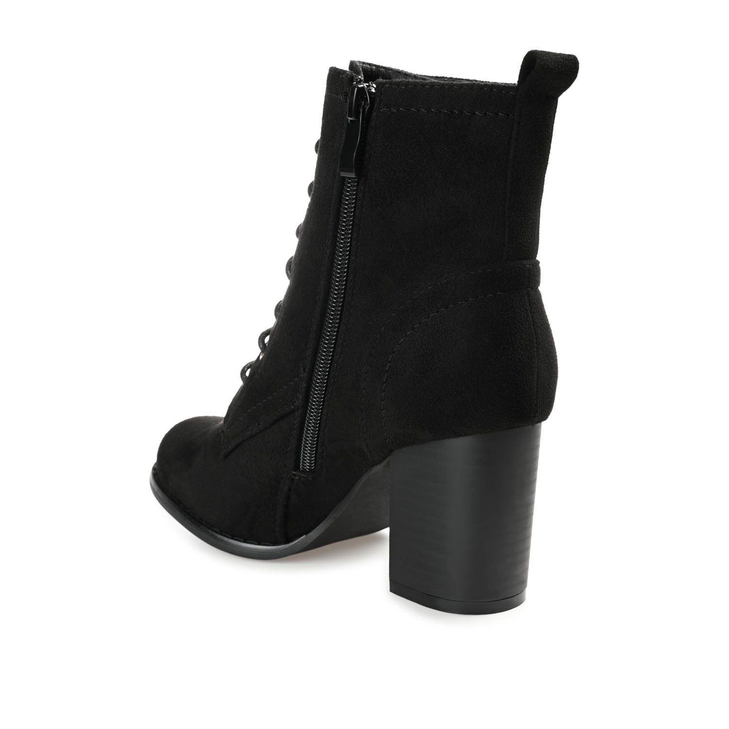 Journee BAYLOR LACE-UP BOOTIES IN WIDE - Black Faux Suede