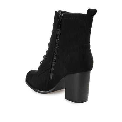 Journee BAYLOR LACE-UP BOOTIES IN WIDE - Black Faux Suede