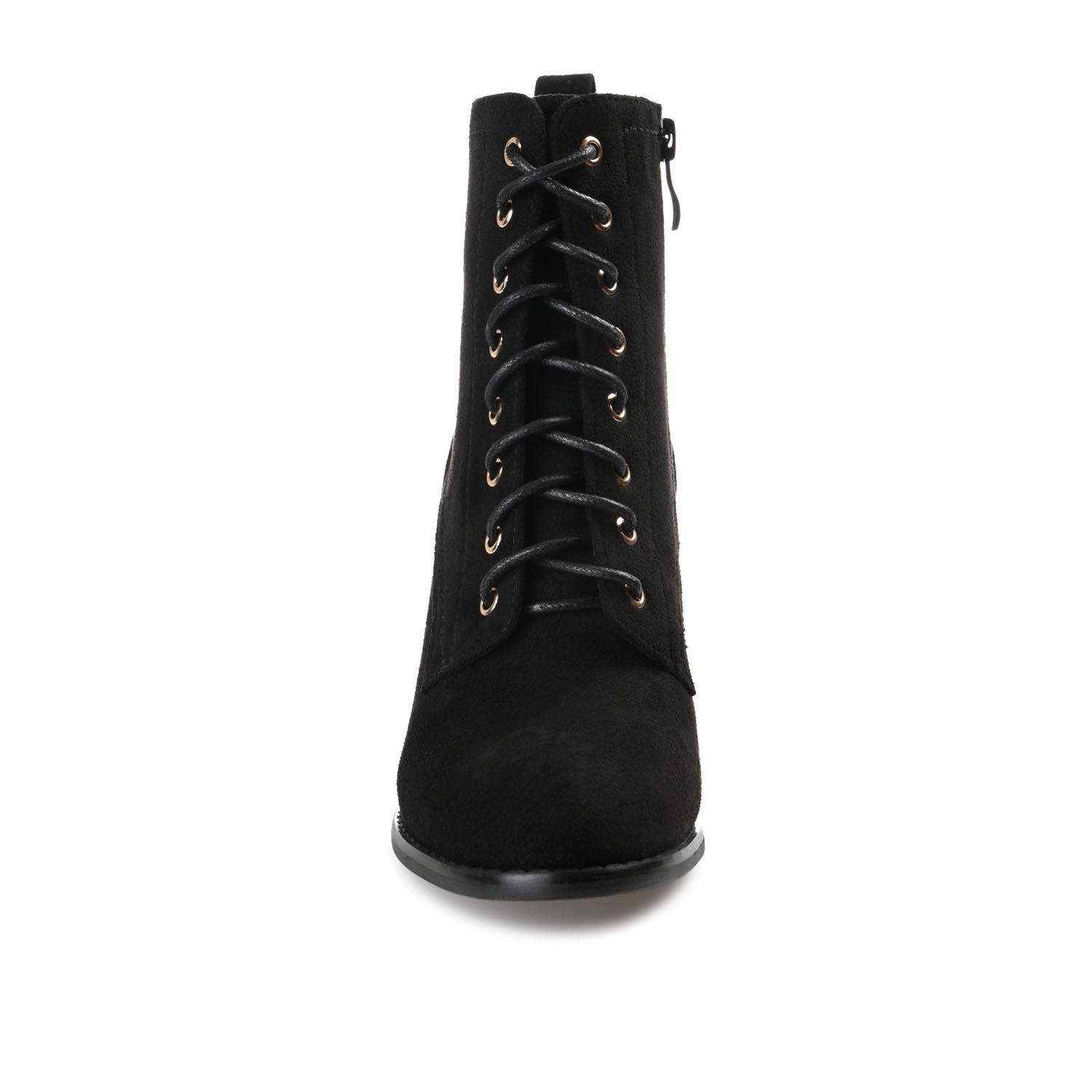 Journee BAYLOR LACE-UP BOOTIES IN WIDE - Black Faux Suede