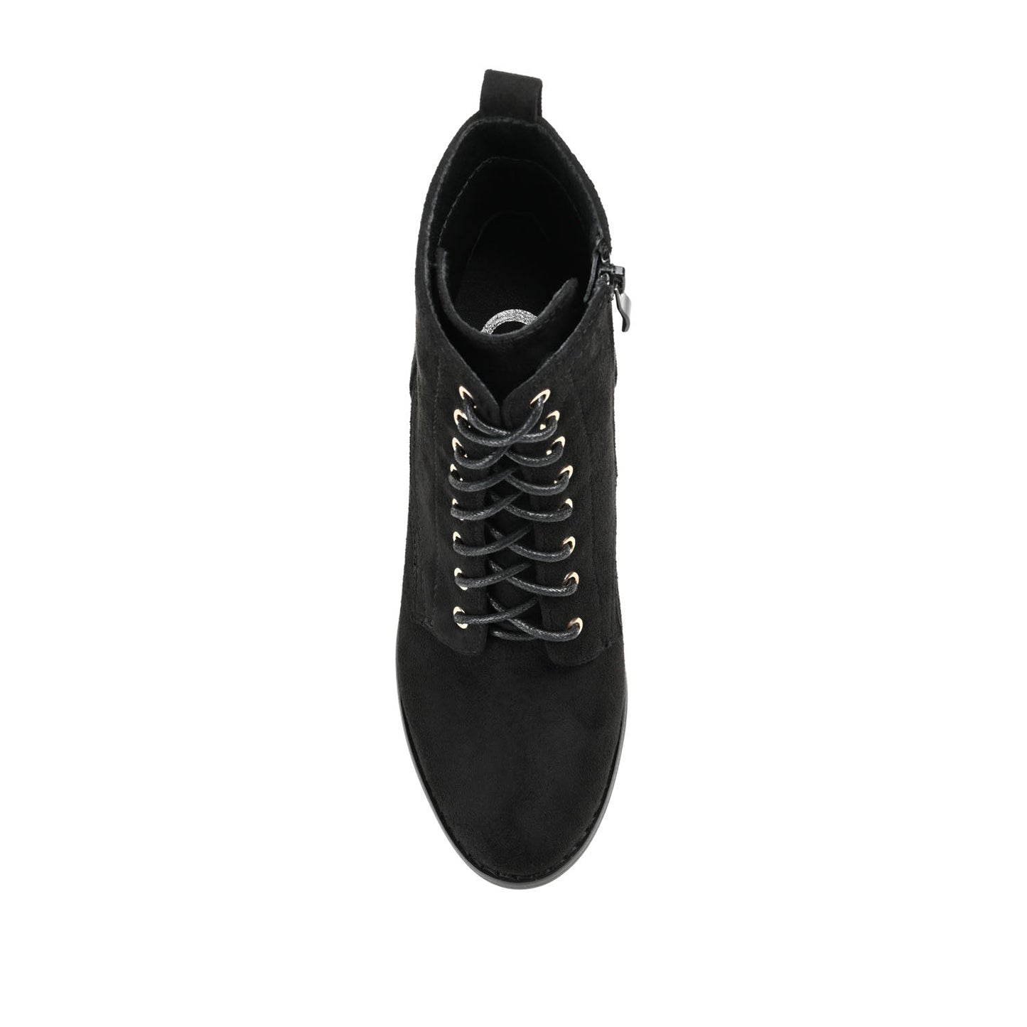 Journee BAYLOR LACE-UP BOOTIES IN WIDE - Black Faux Suede