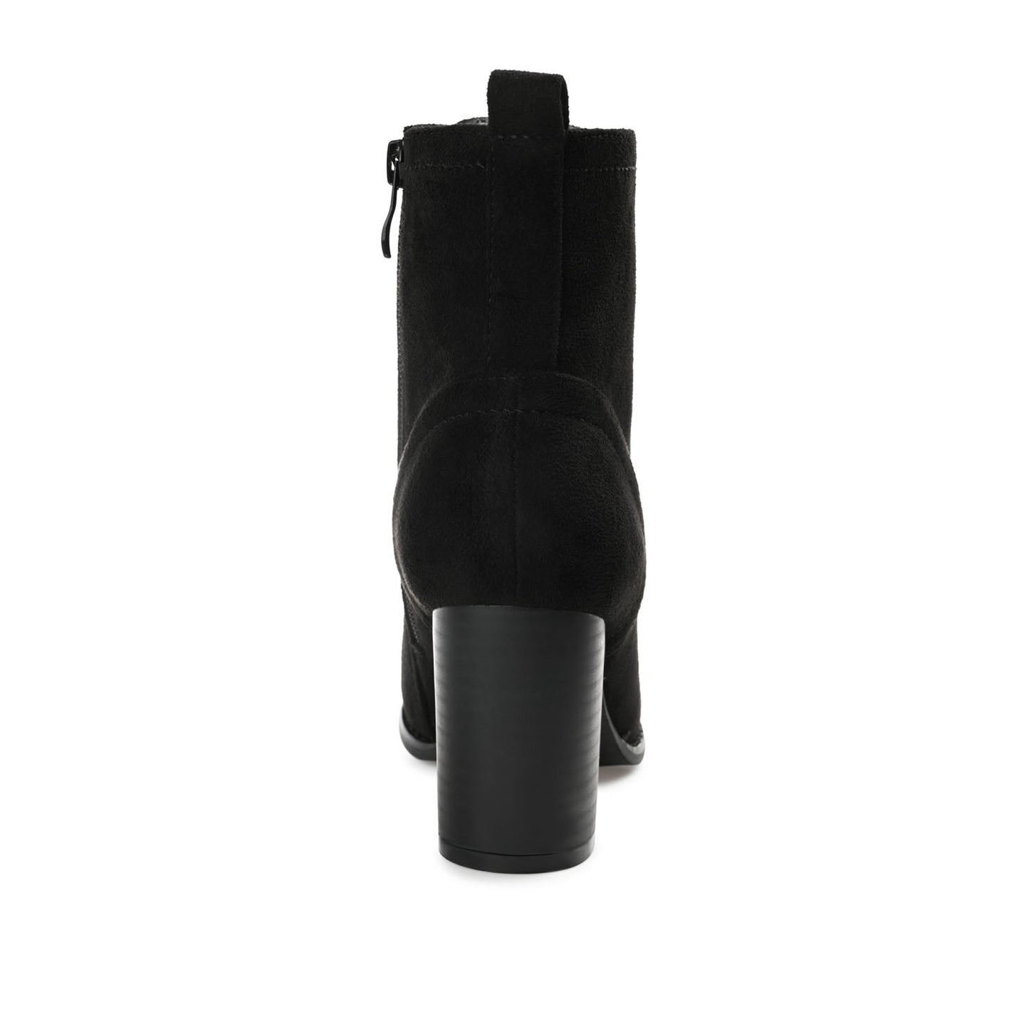 Journee BAYLOR LACE-UP BOOTIES IN WIDE - Black Faux Suede