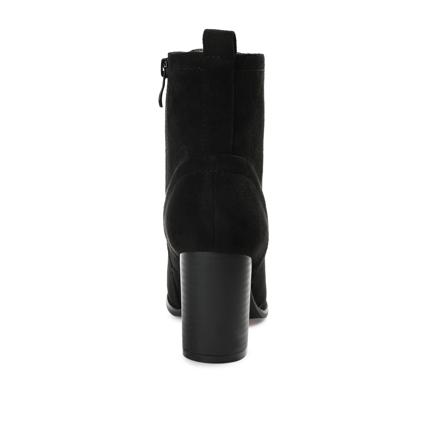 Journee BAYLOR LACE-UP BOOTIES IN WIDE - Black Faux Suede