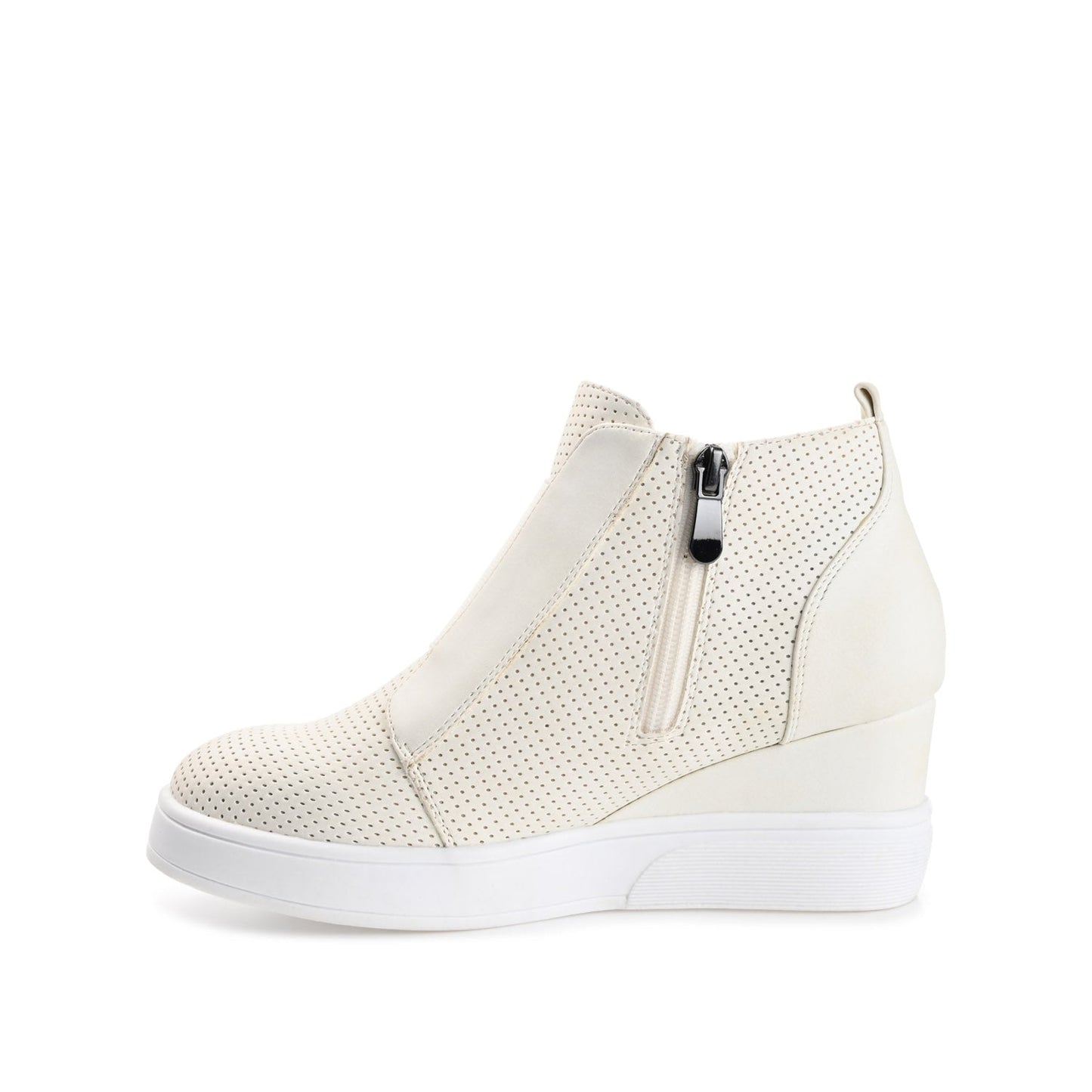 Journee CLARA WEDGE HEEL SNEAKERS IN WIDE - Bone PU