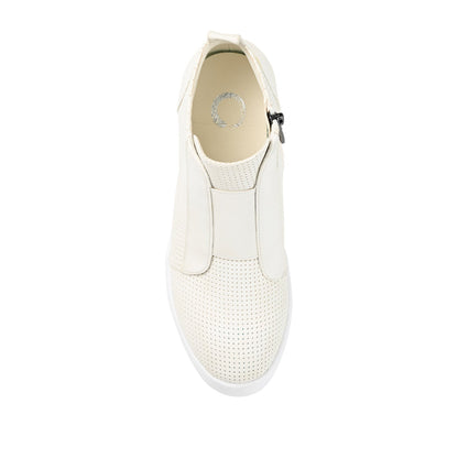 Journee CLARA WEDGE HEEL SNEAKERS IN WIDE - Bone PU