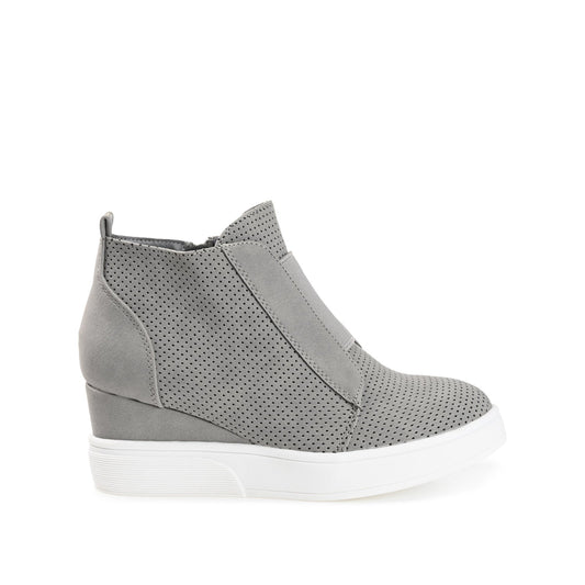 Journee CLARA WEDGE HEEL SNEAKERS IN WIDE - Grey PU