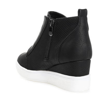Journee CLARA WEDGE HEEL SNEAKERS IN WIDE - Black PU