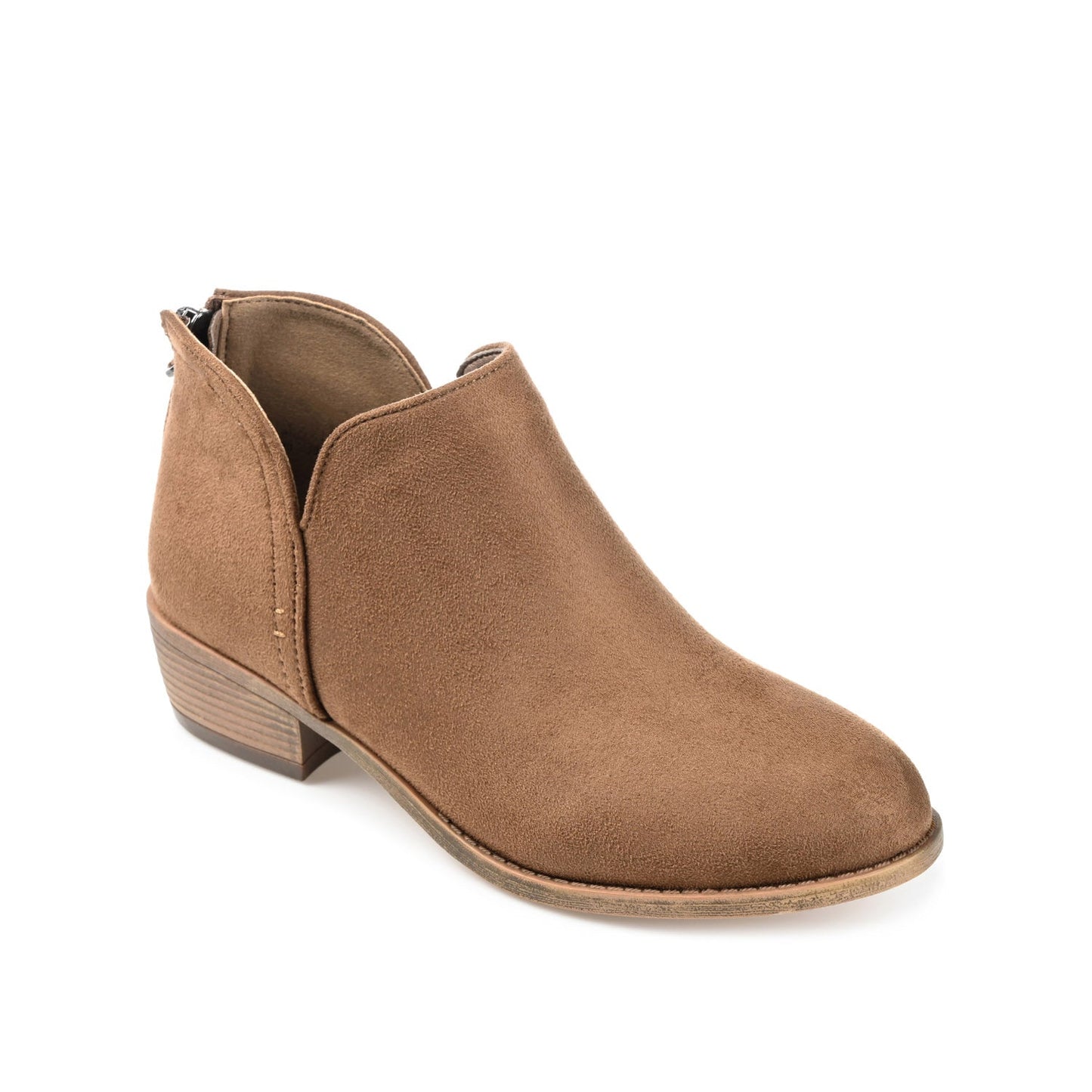 Journee LIVVY FAUX SUEDE ZIP-UP BOOTIES IN WIDE - Taupe