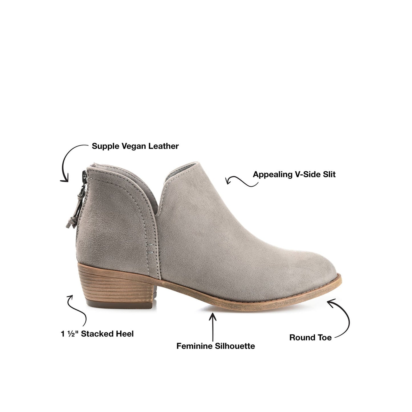 Journee LIVVY FAUX SUEDE ZIP-UP BOOTIES IN WIDE - Grey