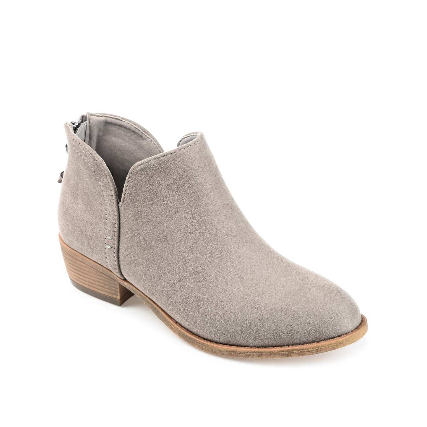 Journee LIVVY FAUX SUEDE ZIP-UP BOOTIES IN WIDE - Grey