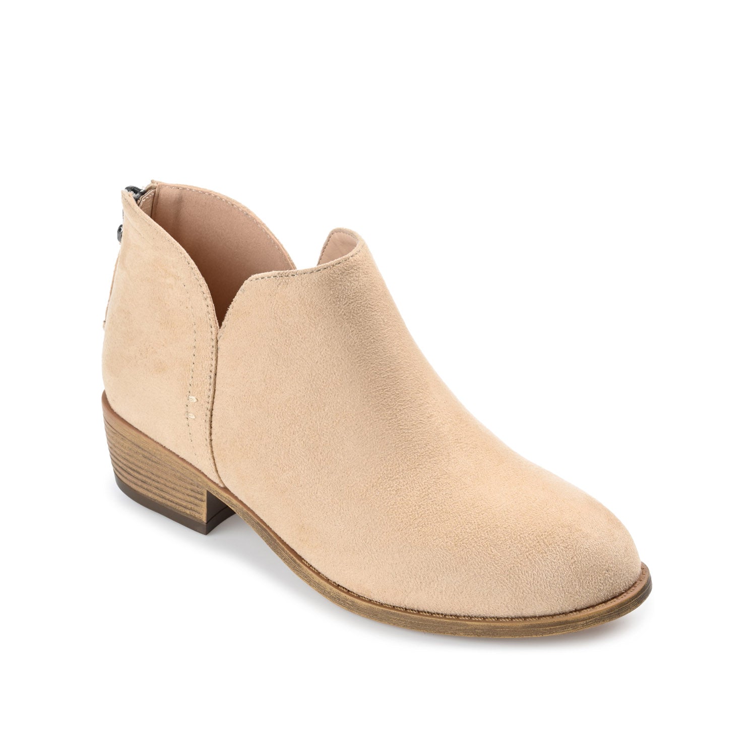 Journee LIVVY FAUX SUEDE ZIP-UP BOOTIES IN WIDE - Tan