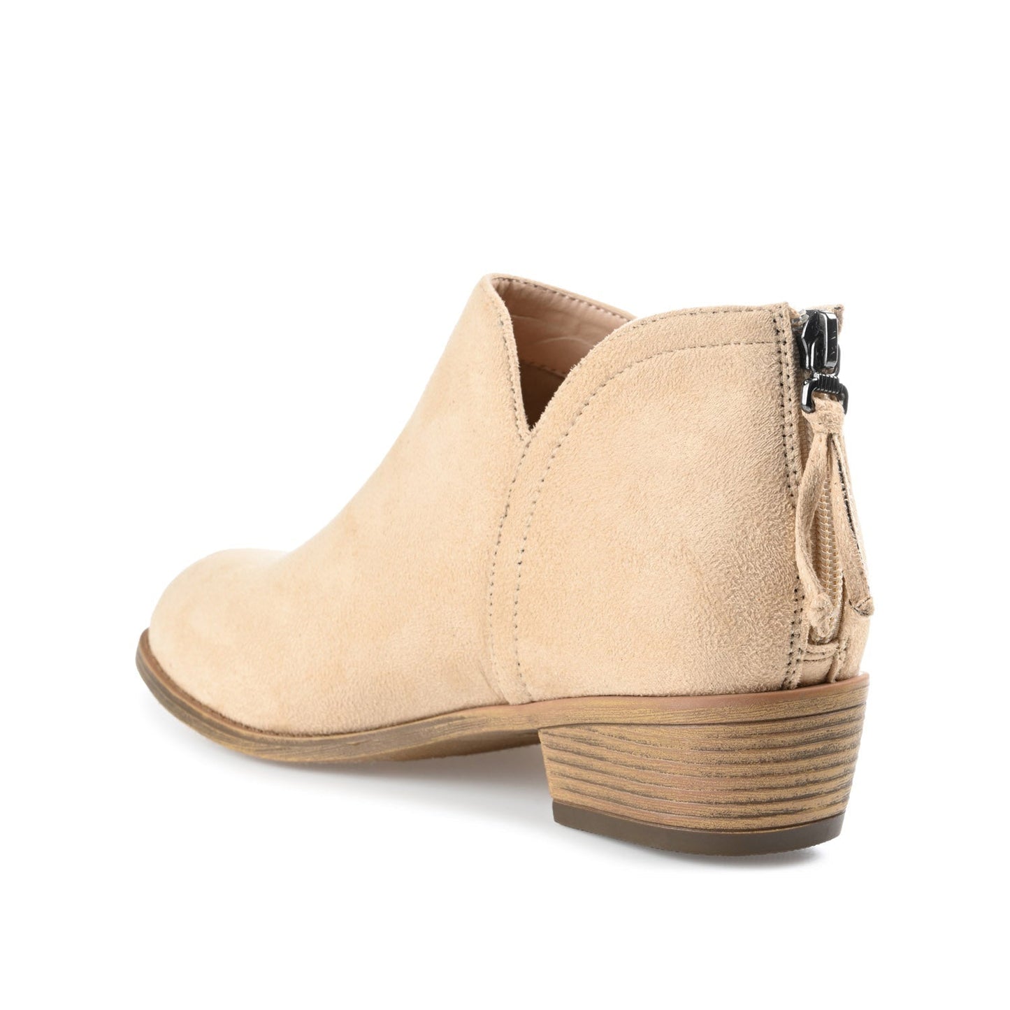 Journee LIVVY FAUX SUEDE ZIP-UP BOOTIES IN WIDE - Tan