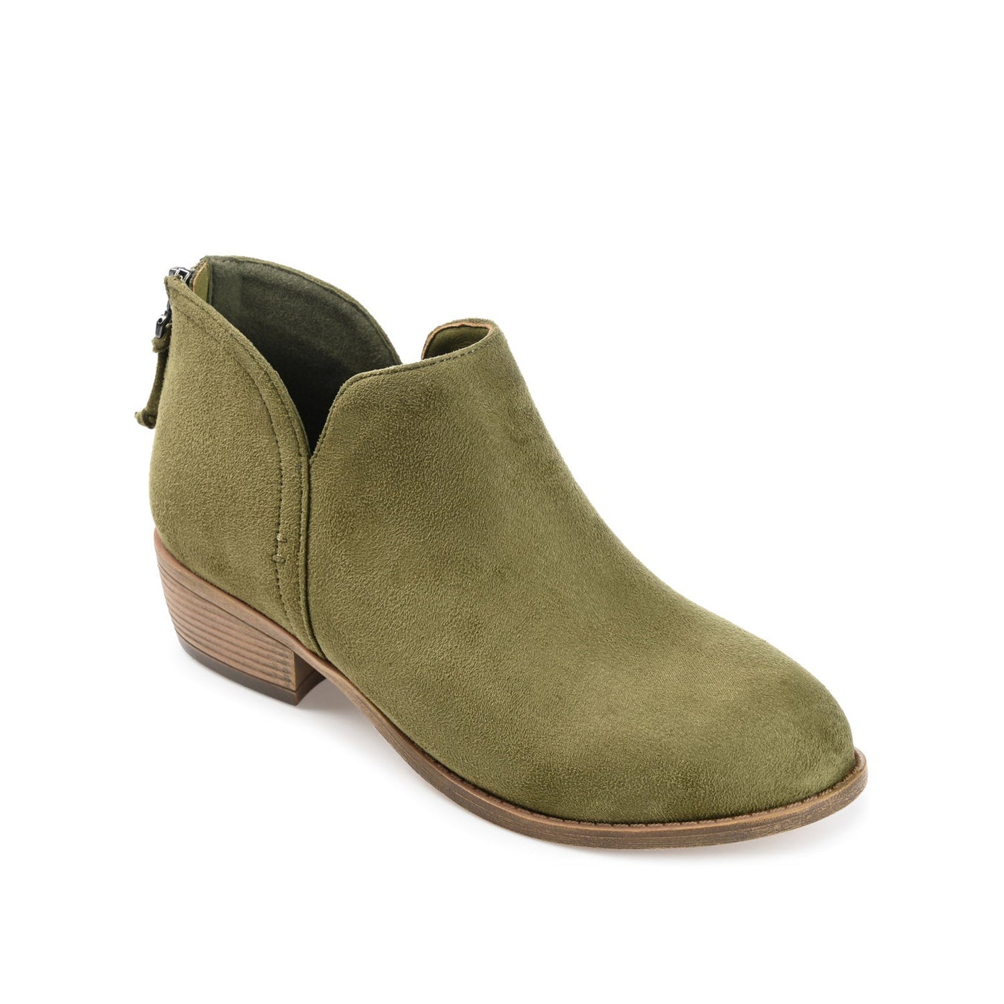 Journee LIVVY FAUX SUEDE ZIP-UP BOOTIES IN WIDE - Olive