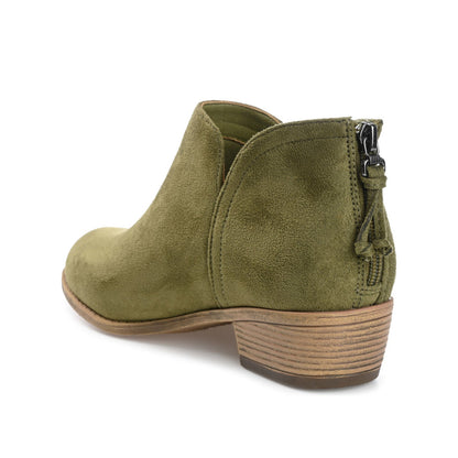 Journee LIVVY FAUX SUEDE ZIP-UP BOOTIES IN WIDE - Olive