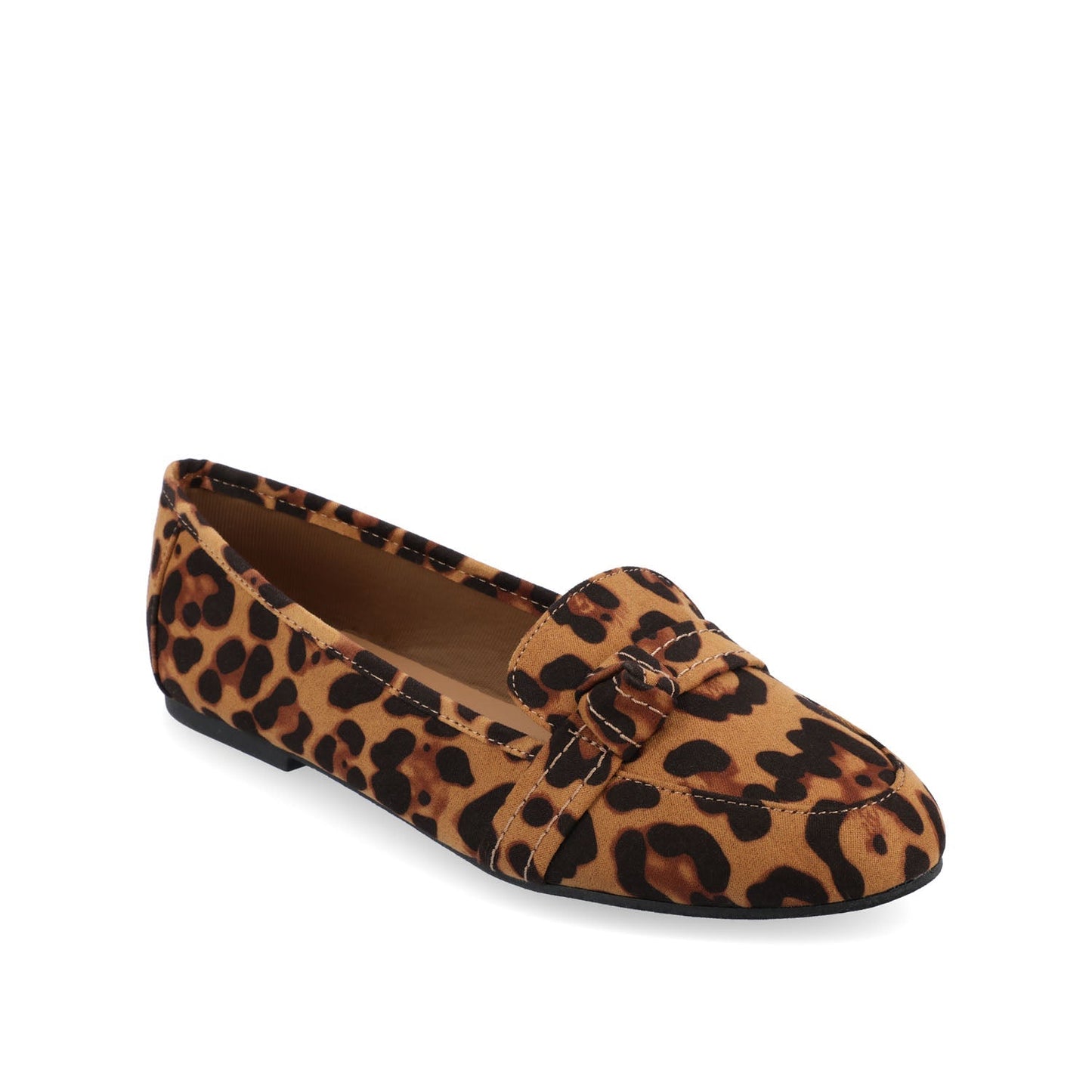 Journee MARCI FAUX SUEDE LOAFER FLATS IN WIDE - Leopard Faux