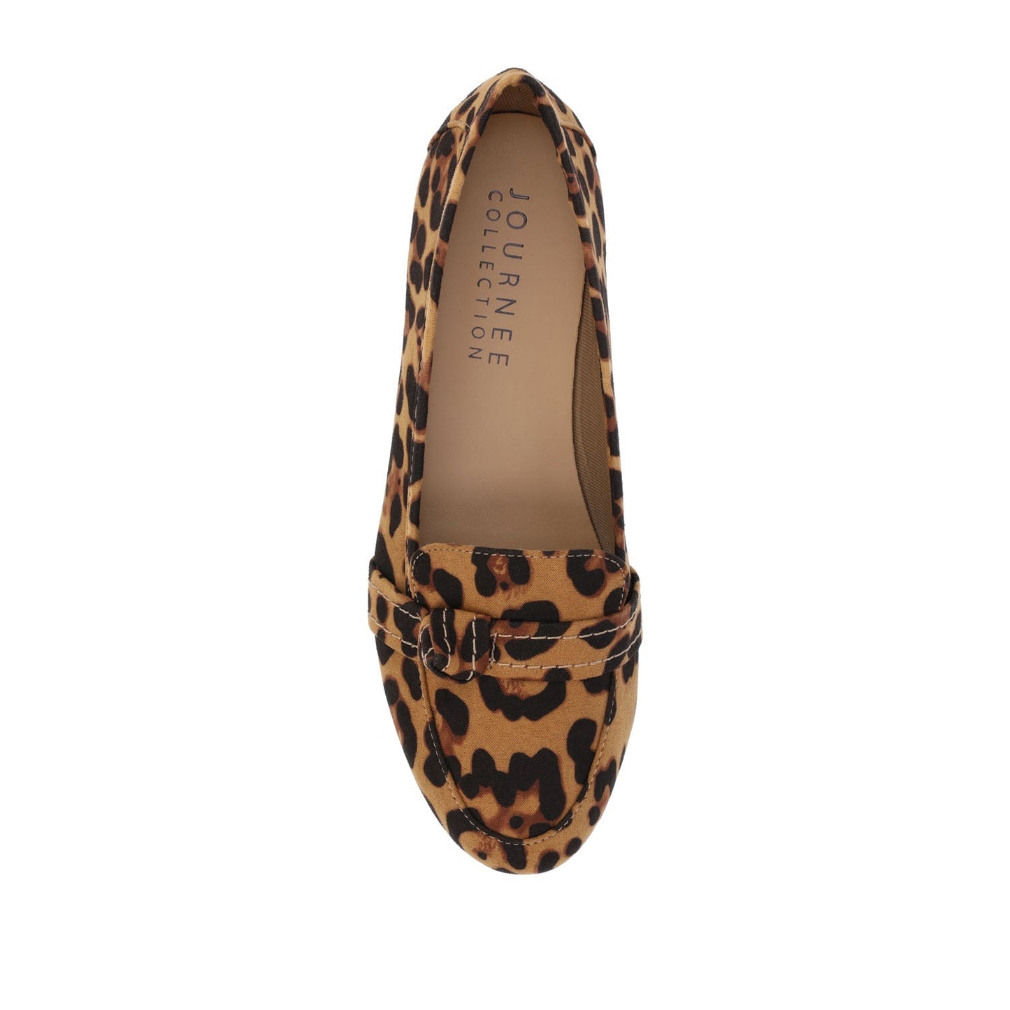 Journee MARCI FAUX SUEDE LOAFER FLATS IN WIDE - Leopard Faux