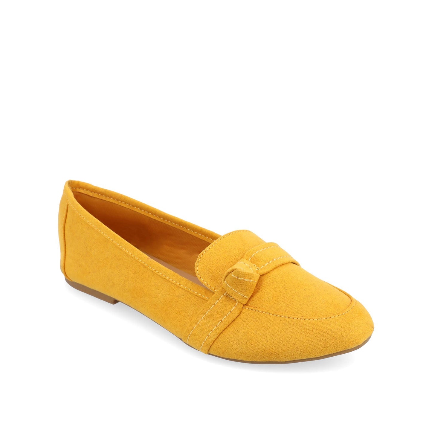 Journee MARCI FAUX SUEDE LOAFER FLATS IN WIDE - Mustard