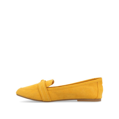 Journee MARCI FAUX SUEDE LOAFER FLATS IN WIDE - Mustard