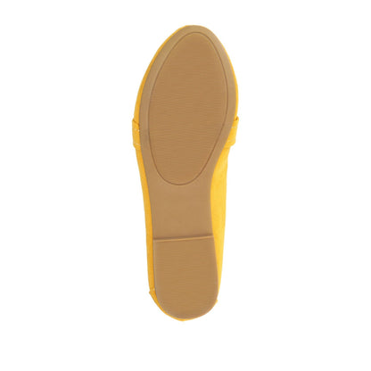 Journee MARCI FAUX SUEDE LOAFER FLATS IN WIDE - Mustard