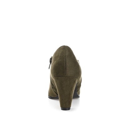 Journee SANZI ZIP-UP BOOTIES IN WIDE - Olive