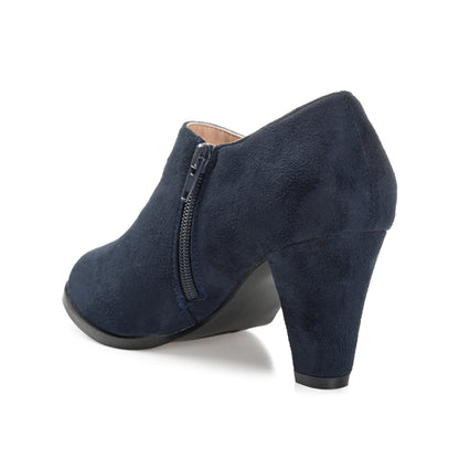 Journee SANZI ZIP-UP BOOTIES IN WIDE - Navy Nubuck