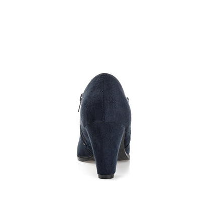 Journee SANZI ZIP-UP BOOTIES IN WIDE - Navy Nubuck