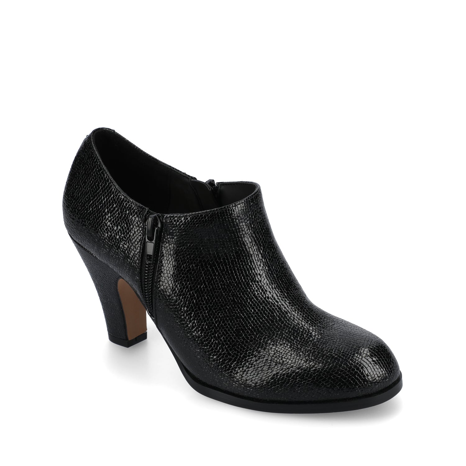 Journee SANZI ZIP-UP BOOTIES IN WIDE - Black Lizard